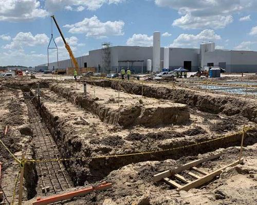 Footings under construction